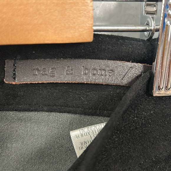 Rag & Bone Lamb Leather + Jean Combo Skinny Pant, Blue, Black, Size 28 - Picture 7 of 14